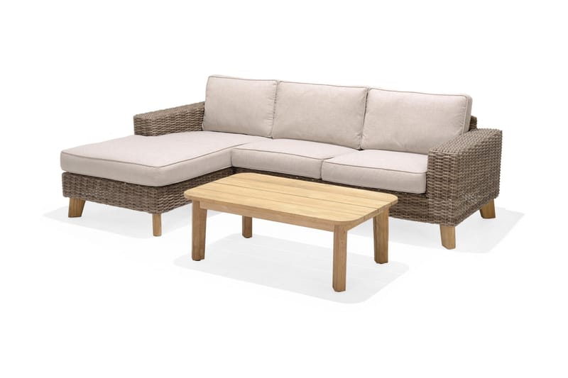 BAHAMAS 2-sits Utesoffa Vänster Beige/Teak - Utemöbler - Utesoffor & bänkar - Loungesoffa