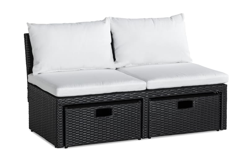 BAHAMAS Balkongsoffa med Pallar Svart - Utemöbler - Utesoffor & bänkar - Loungesoffa