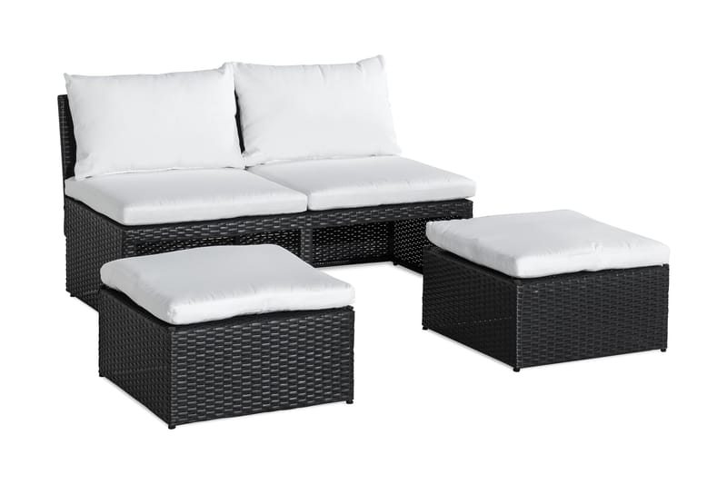 BAHAMAS Balkongsoffa med Pallar Svart - Utemöbler - Utesoffor & bänkar - Loungesoffa