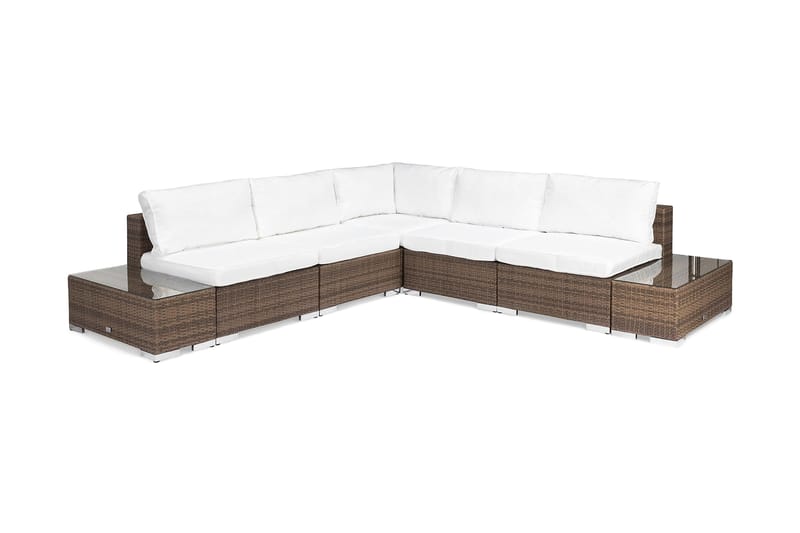 BAHAMAS Loungegrupp Utomhus Medium + 2 Sidobord Sand - Utemöbler - Loungemöbler