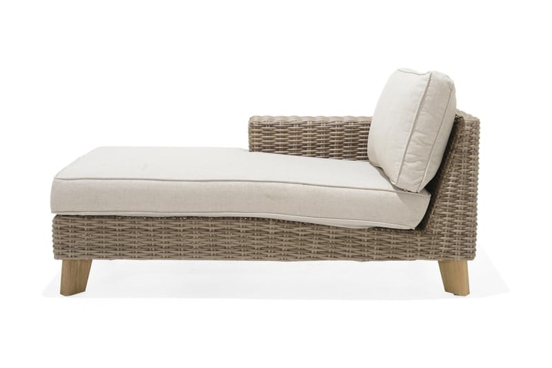 BAHAMAS Utesoffa med Armstöd Höger Beige/Teak - Utemöbler - Utesoffor & bänkar - Loungesoffa
