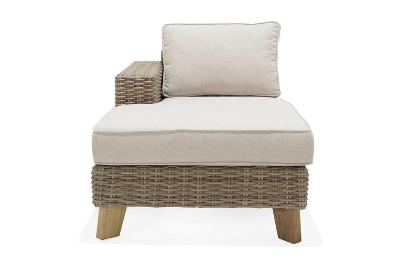 BAHAMAS Utesoffa med Armstöd Höger Beige/Teak - Utemöbler - Utesoffor & bänkar - Loungesoffa