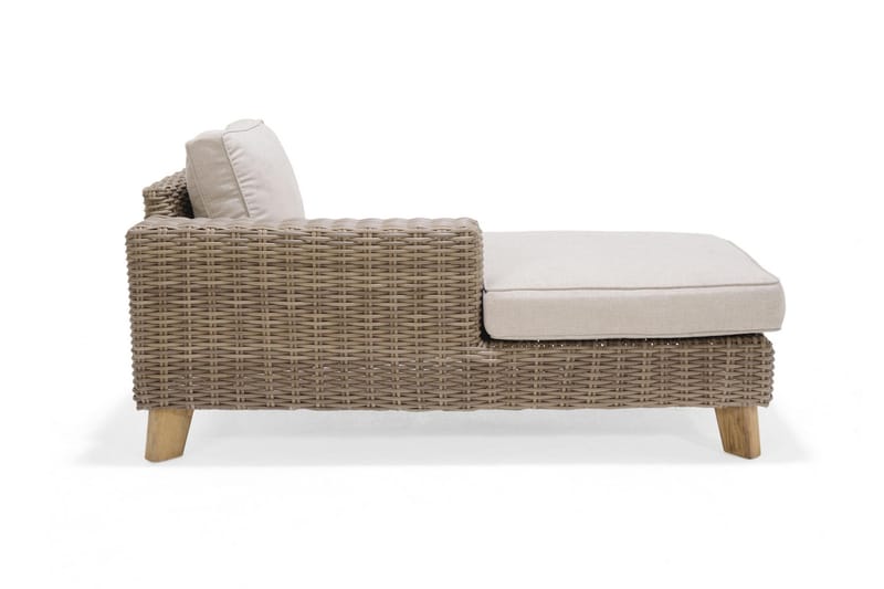 BAHAMAS Utesoffa med Armstöd Höger Beige/Teak - Utemöbler - Utesoffor & bänkar - Loungesoffa