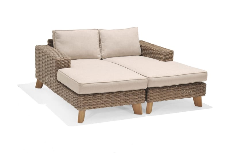 BAHAMAS Utesoffa med Armstöd Höger Beige/Teak - Utemöbler - Utesoffor & bänkar - Loungesoffa