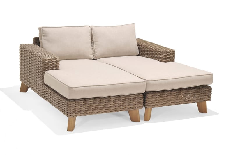 BAHAMAS Utesoffa med Armstöd Vänster Beige/Teak - Utemöbler - Utesoffor & bänkar - Loungesoffa