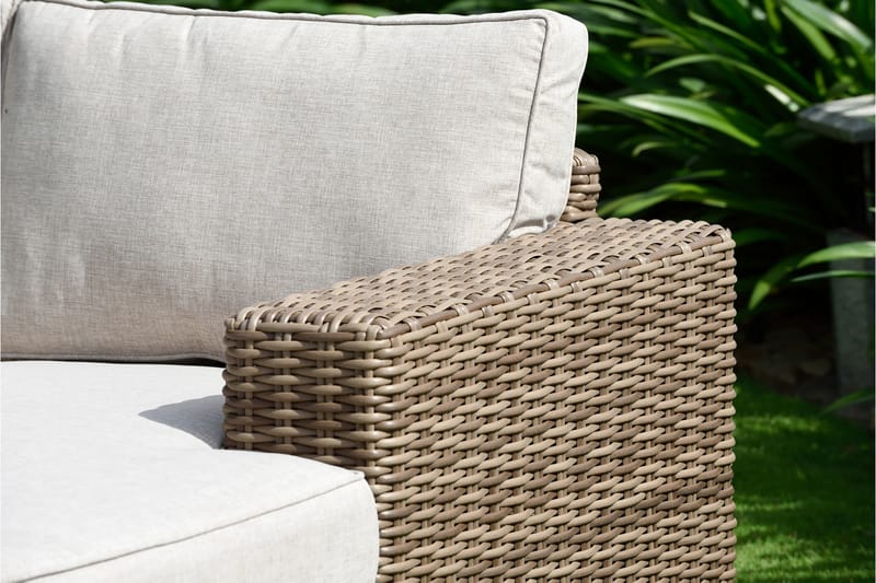 BAHAMAS Utesoffa med Armstöd Vänster Beige/Teak - Utemöbler - Utesoffor & bänkar - Loungesoffa