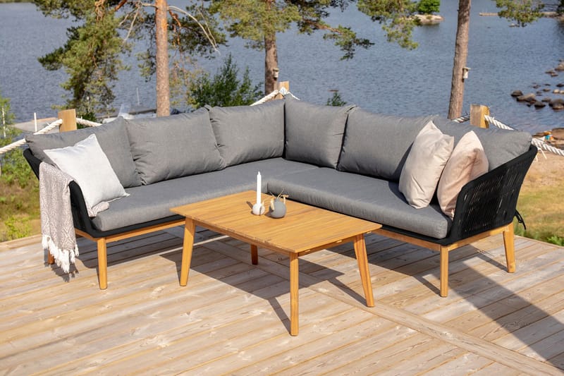 Chania Hörnsoffa Utomhus - Svart - Utemöbler - Utesoffor & bänkar - Loungesoffa