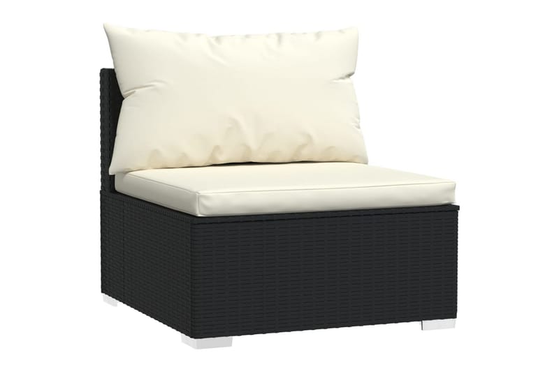 FyrsitsUtesoffa med dynor konstrotting svart - Svart/vit - Utemöbler - Utesoffor & bänkar - Loungesoffa