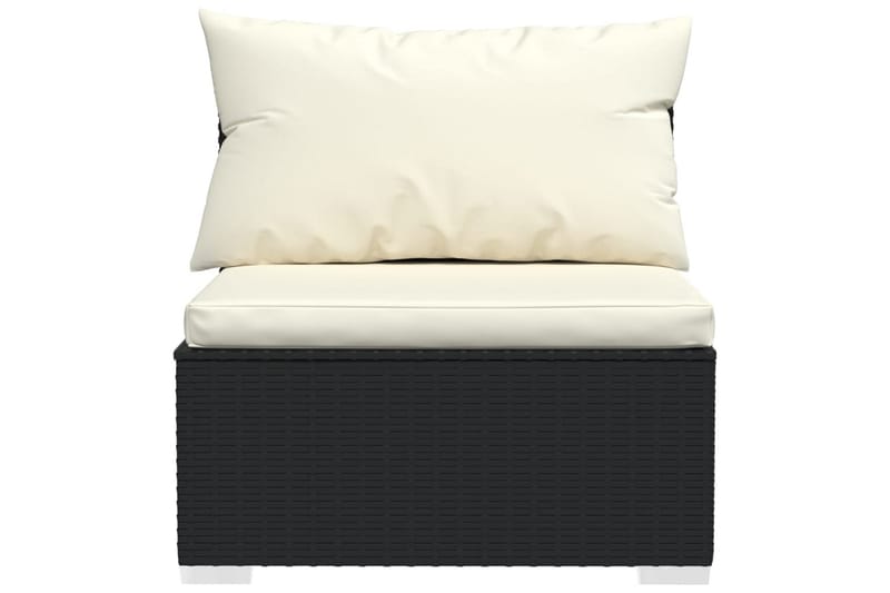 FyrsitsUtesoffa med dynor konstrotting svart - Svart/vit - Utemöbler - Utesoffor & bänkar - Loungesoffa