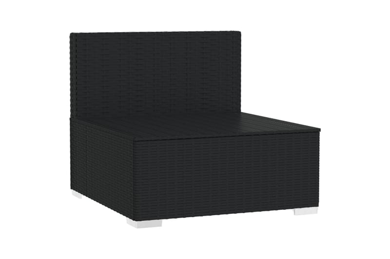 FyrsitsUtesoffa med dynor konstrotting svart - Svart/vit - Utemöbler - Utesoffor & bänkar - Loungesoffa