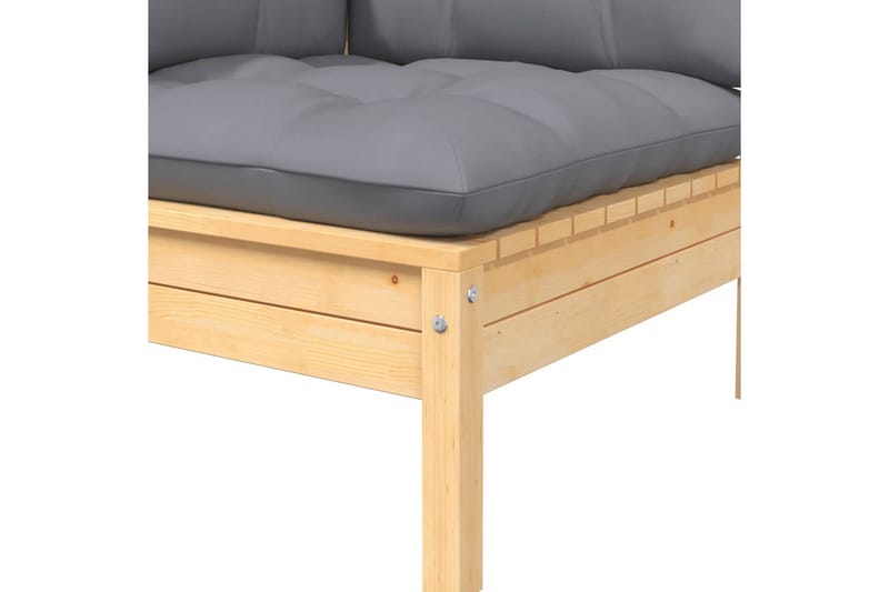 Hörnsoffa Utomhus med gråa dynor massiv furu - Grå - Utemöbler - Utesoffor & bänkar - Loungesoffa