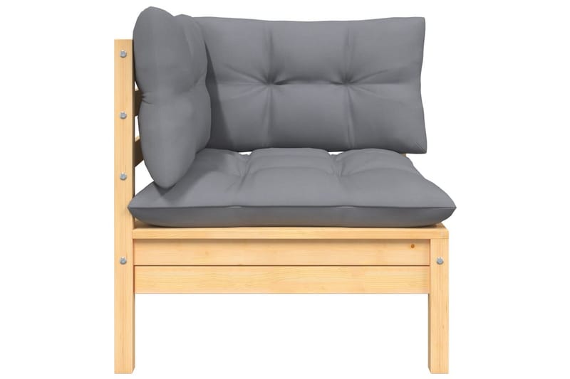 Hörnsoffa Utomhus med gråa dynor massiv furu - Grå - Utemöbler - Utesoffor & bänkar - Loungesoffa