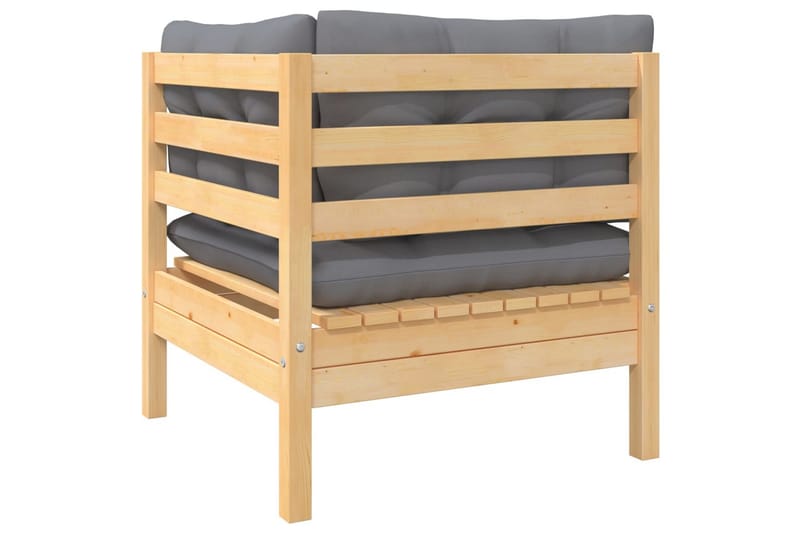 Hörnsoffa Utomhus med gråa dynor massiv furu - Grå - Utemöbler - Utesoffor & bänkar - Loungesoffa