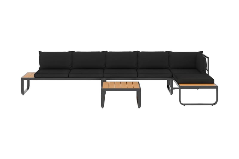 Hörnsoffa Utomhus set med dynor 4 delar aluminium och WPC - Grå - Utemöbler - Utesoffor & bänkar - Loungesoffa