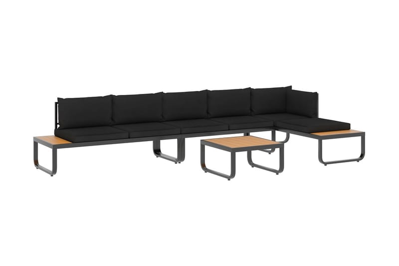 Hörnsoffa Utomhus set med dynor 4 delar aluminium och WPC - Grå - Utemöbler - Utesoffor & bänkar - Loungesoffa