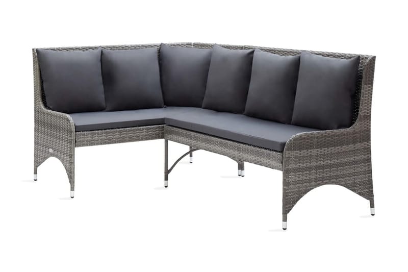 Hörnsoffor för trädgården 2 st konstrotting grå - Grå - Utemöbler - Utesoffor & bänkar - Loungesoffa