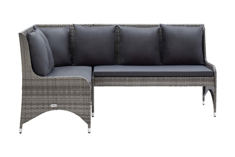 Hörnsoffor för trädgården 2 st konstrotting grå - Grå - Utemöbler - Utesoffor & bänkar - Loungesoffa