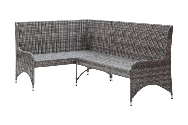 Hörnsoffor för trädgården 2 st konstrotting grå - Grå - Utemöbler - Utesoffor & bänkar - Loungesoffa