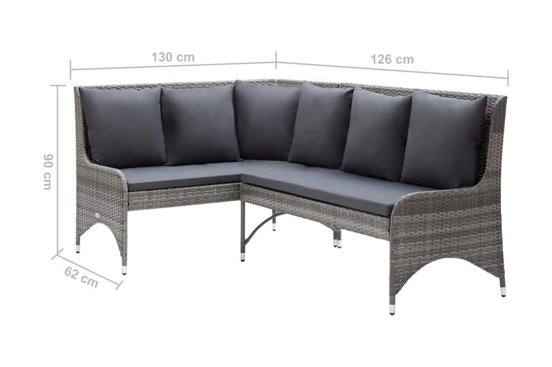 Hörnsoffor för trädgården 2 st konstrotting grå - Grå - Utemöbler - Utesoffor & bänkar - Loungesoffa