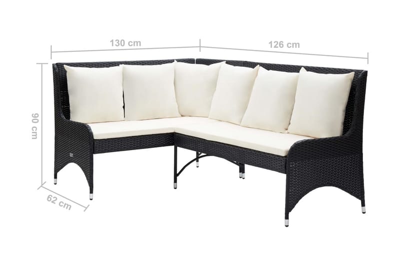 Hörnsoffor för trädgården 2 st konstrotting svart - Svart - Utemöbler - Utesoffor & bänkar - Loungesoffa