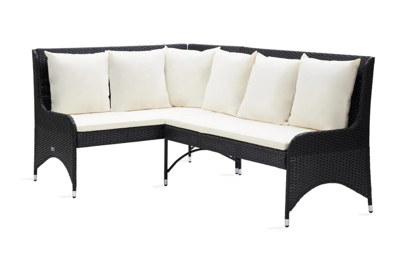 Hörnsoffor för trädgården 2 st konstrotting svart - Svart - Utemöbler - Utesoffor & bänkar - Loungesoffa