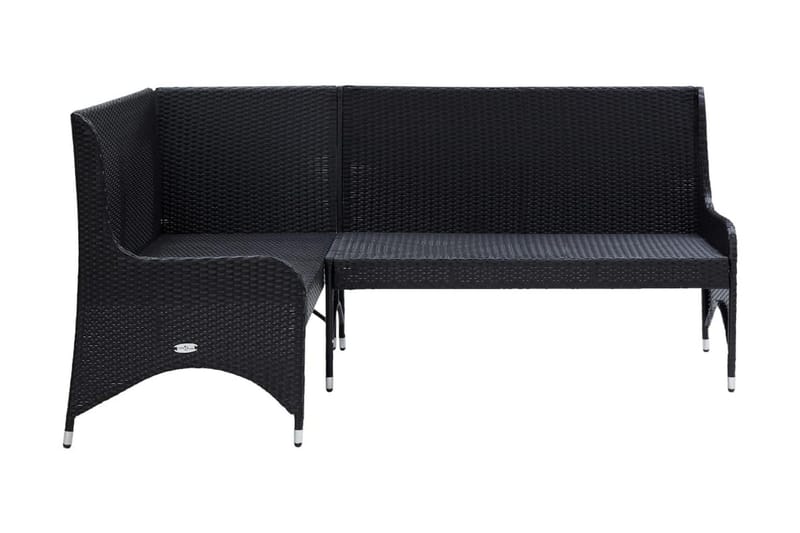 Hörnsoffor för trädgården 2 st konstrotting svart - Svart - Utemöbler - Utesoffor & bänkar - Loungesoffa