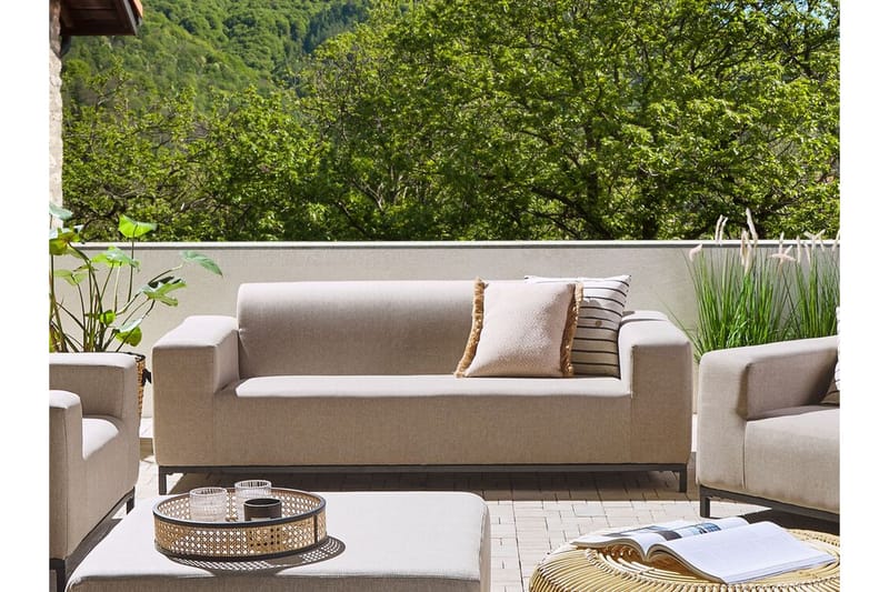 HUGHEN 3-sits Utesoffa Beige/Svart - Utemöbler - Utesoffor & bänkar - Loungesoffa