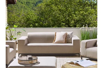 Hughen 3-sits Utesoffa - Beige/Svart - Utemöbler - Utesoffor & bänkar - Loungesoffa