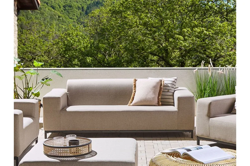 Hughen 3-sits Utesoffa - Beige/Svart - Utemöbler - Utesoffor & bänkar - Loungesoffa