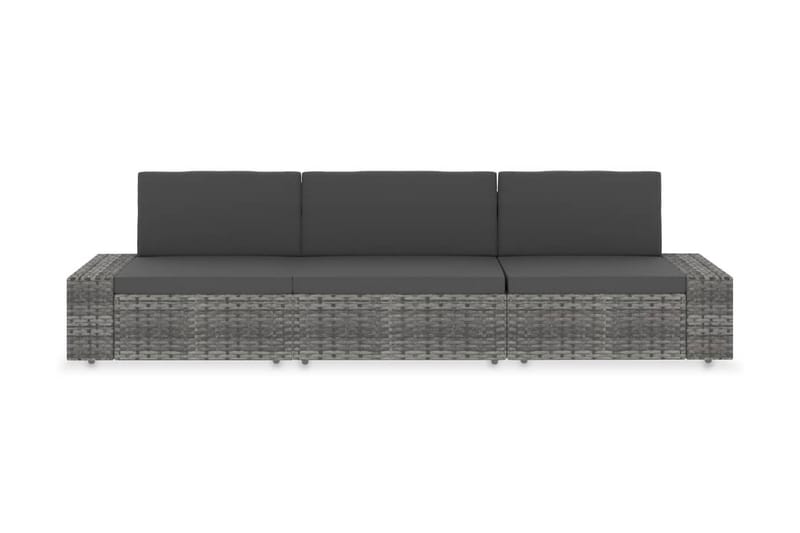 Modulsoffa Utomhus 3-sits konstrotting grå - Grå - Utemöbler - Utesoffor & bänkar - Loungesoffa