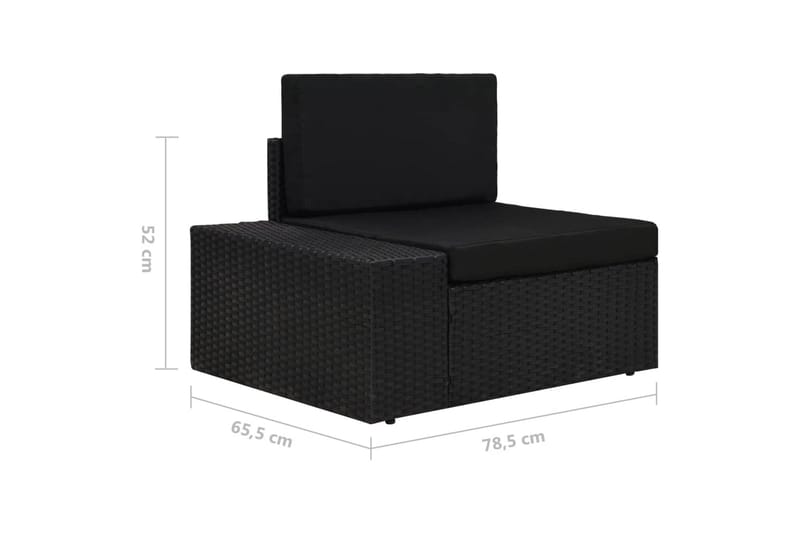 Modulsoffa Utomhus 3-sits konstrotting svart - Svart - Utemöbler - Utesoffor & bänkar - Loungesoffa