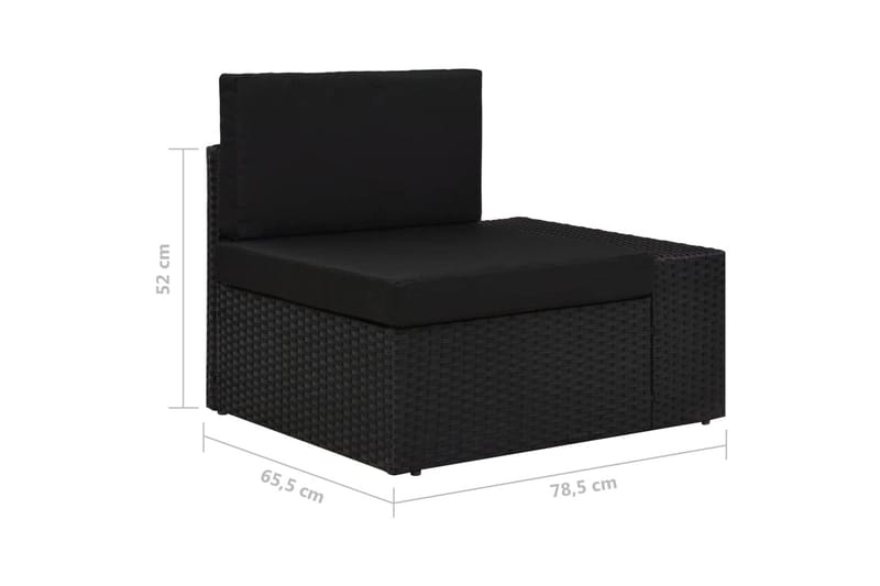 Modulsoffa Utomhus 3-sits konstrotting svart - Svart - Utemöbler - Utesoffor & bänkar - Loungesoffa