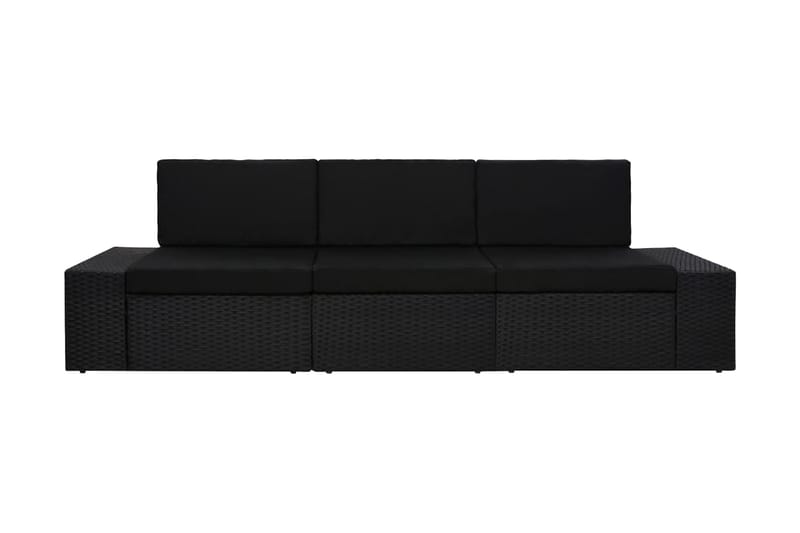 Modulsoffa Utomhus 3-sits konstrotting svart - Svart - Utemöbler - Utesoffor & bänkar - Loungesoffa