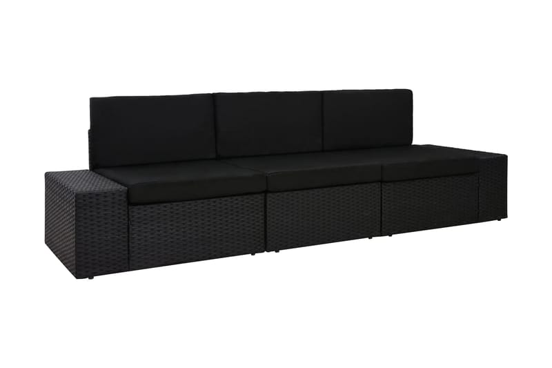 Modulsoffa Utomhus 3-sits konstrotting svart - Svart - Utemöbler - Utesoffor & bänkar - Loungesoffa