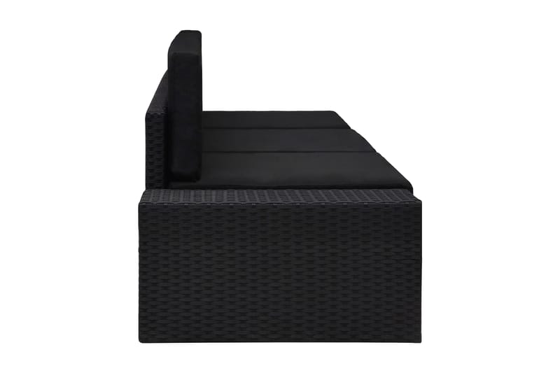 Modulsoffa Utomhus 3-sits konstrotting svart - Svart - Utemöbler - Utesoffor & bänkar - Loungesoffa