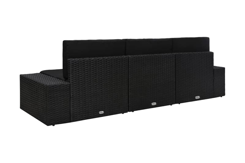 Modulsoffa Utomhus 3-sits konstrotting svart - Svart - Utemöbler - Utesoffor & bänkar - Loungesoffa