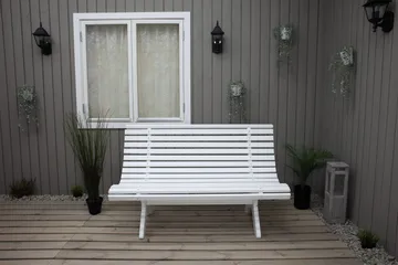Norvald Trädgårdsbänk 140 cm - Vit - Utemöbler - Utesoffor & bänkar - Trädgårdssoffa