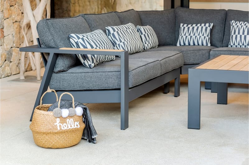 PALAU 2-sits Utesoffa Höger Grå/Teak - Utemöbler - Utesoffor & bänkar - Loungesoffa
