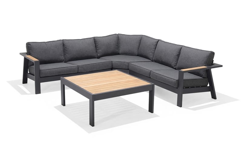 PALAU 2-sits Utesoffa Höger Grå/Teak - Utemöbler - Utesoffor & bänkar - Loungesoffa