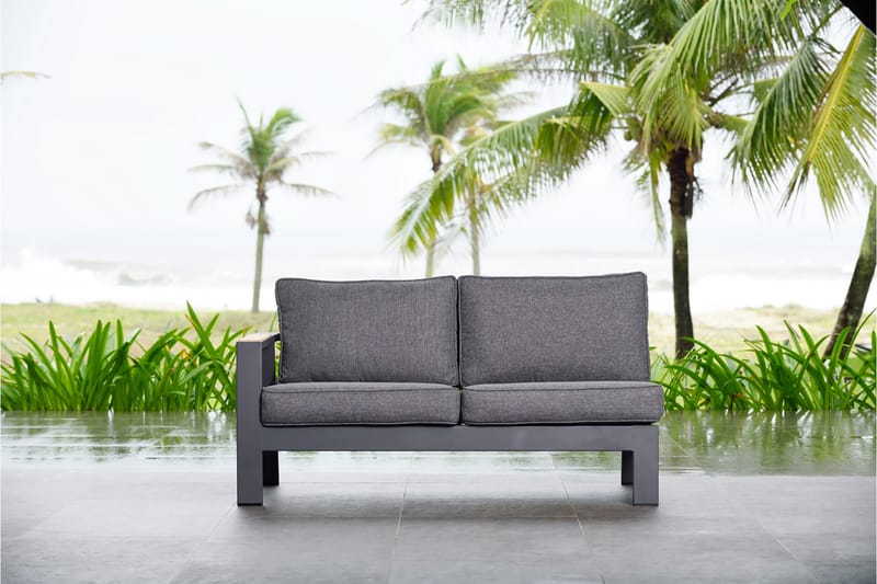 PALAU 2-sits Utesoffa Höger Grå/Teak - Utemöbler - Utesoffor & bänkar - Loungesoffa