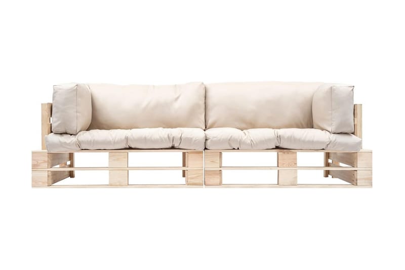 Pallsoffa Utomhus 2 delar med sandfärgade dynor furu - Beige - Utemöbler - Utesoffor & bänkar - Loungesoffa