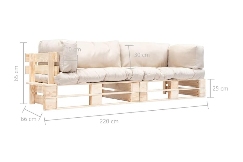 Pallsoffa Utomhus 2 delar med sandfärgade dynor furu - Beige - Utemöbler - Utesoffor & bänkar - Loungesoffa