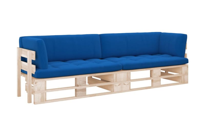 Pallsoffa Utomhus 2-sits med dynor impregnerad furu - Brun - Utemöbler - Utesoffor & bänkar - Loungesoffa