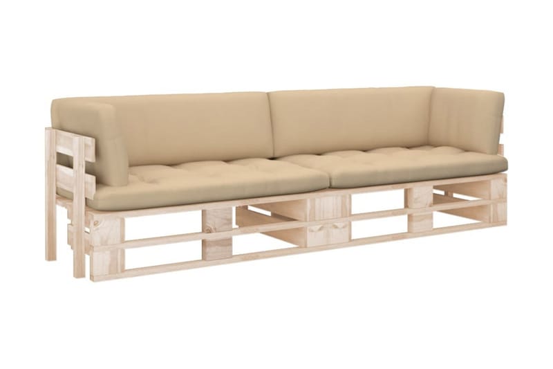 Pallsoffa Utomhus 2-sits med dynor impregnerad furu - Brun - Utemöbler - Utesoffor & bänkar - Loungesoffa