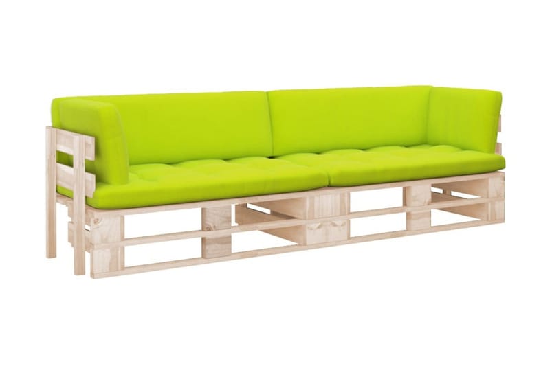 Pallsoffa Utomhus 2-sits med dynor impregnerad furu - Brun - Utemöbler - Utesoffor & bänkar - Loungesoffa