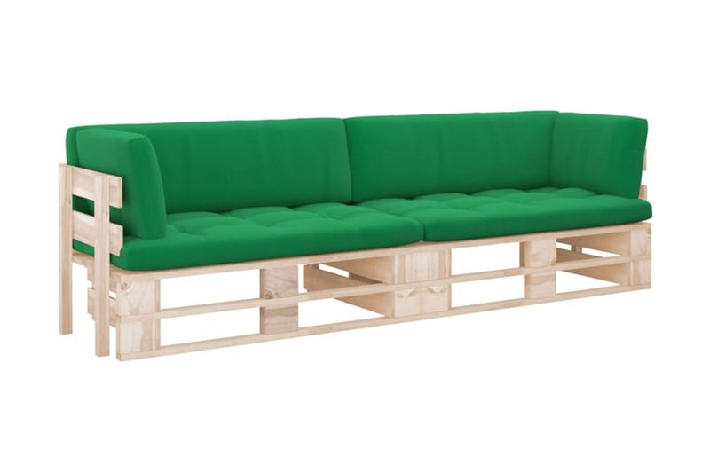 Pallsoffa Utomhus 2-sits med dynor impregnerad furu - Brun - Utemöbler - Utesoffor & bänkar - Loungesoffa