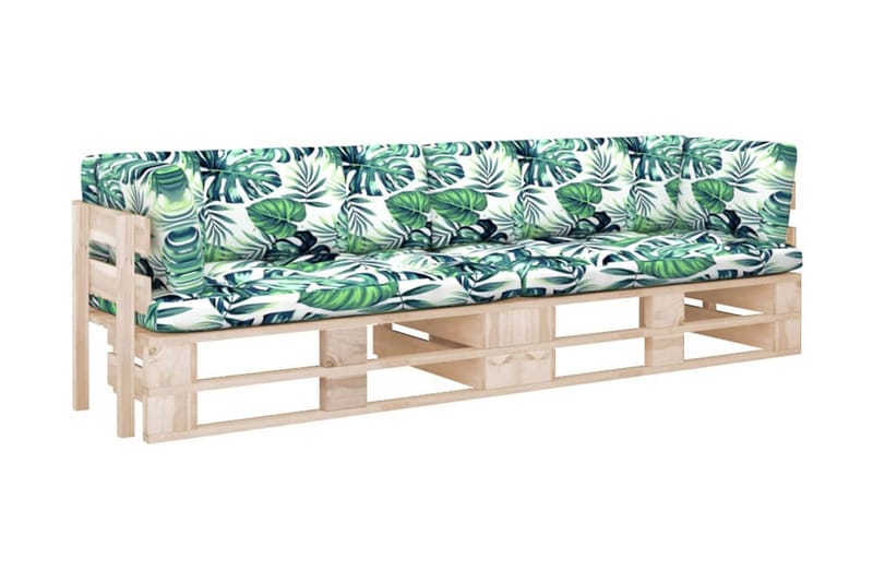 Pallsoffa Utomhus 2-sits med dynor impregnerad furu - Brun - Utemöbler - Utesoffor & bänkar - Loungesoffa