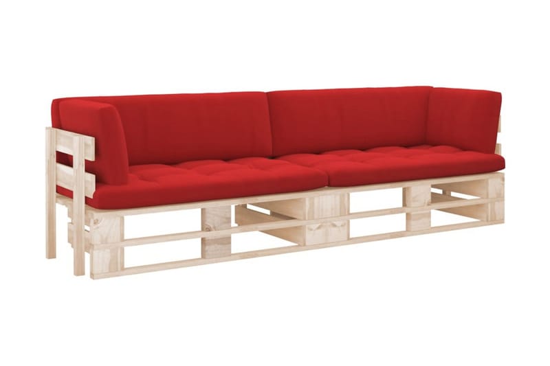 Pallsoffa Utomhus 2-sits med dynor impregnerad furu - Brun - Utemöbler - Utesoffor & bänkar - Loungesoffa