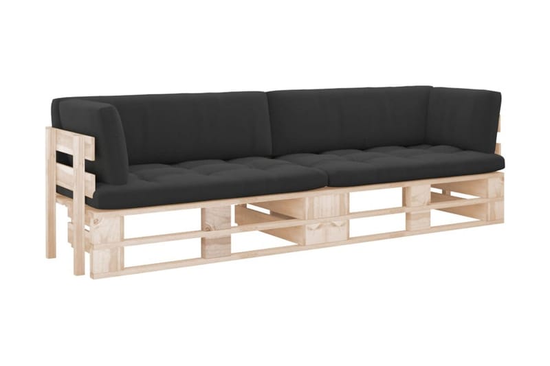 Pallsoffa Utomhus 2-sits med dynor impregnerad furu - Brun - Utemöbler - Utesoffor & bänkar - Loungesoffa