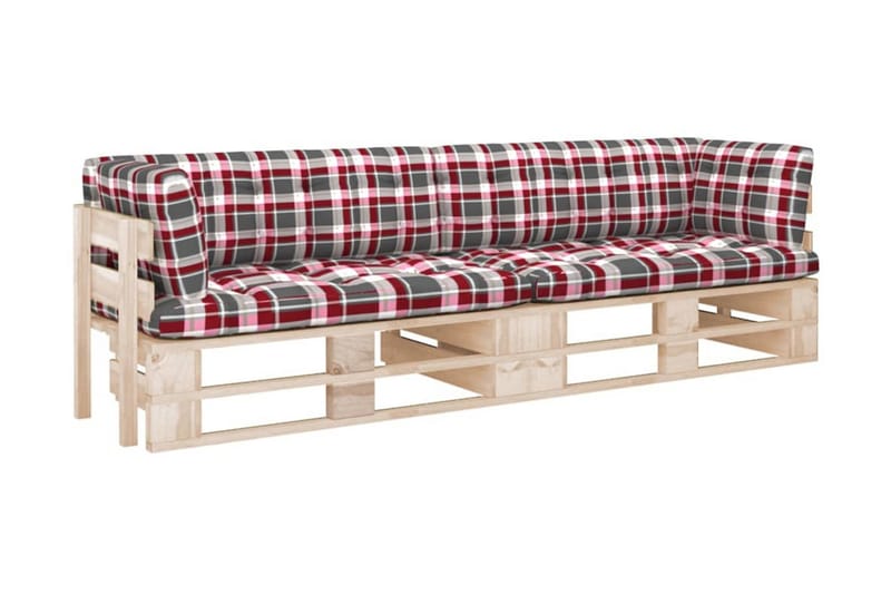 Pallsoffa Utomhus 2-sits med dynor impregnerad furu - Brun - Utemöbler - Utesoffor & bänkar - Loungesoffa